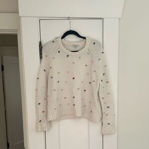 Madewell Women's Cream Sweater with Multicolor Polka Dots